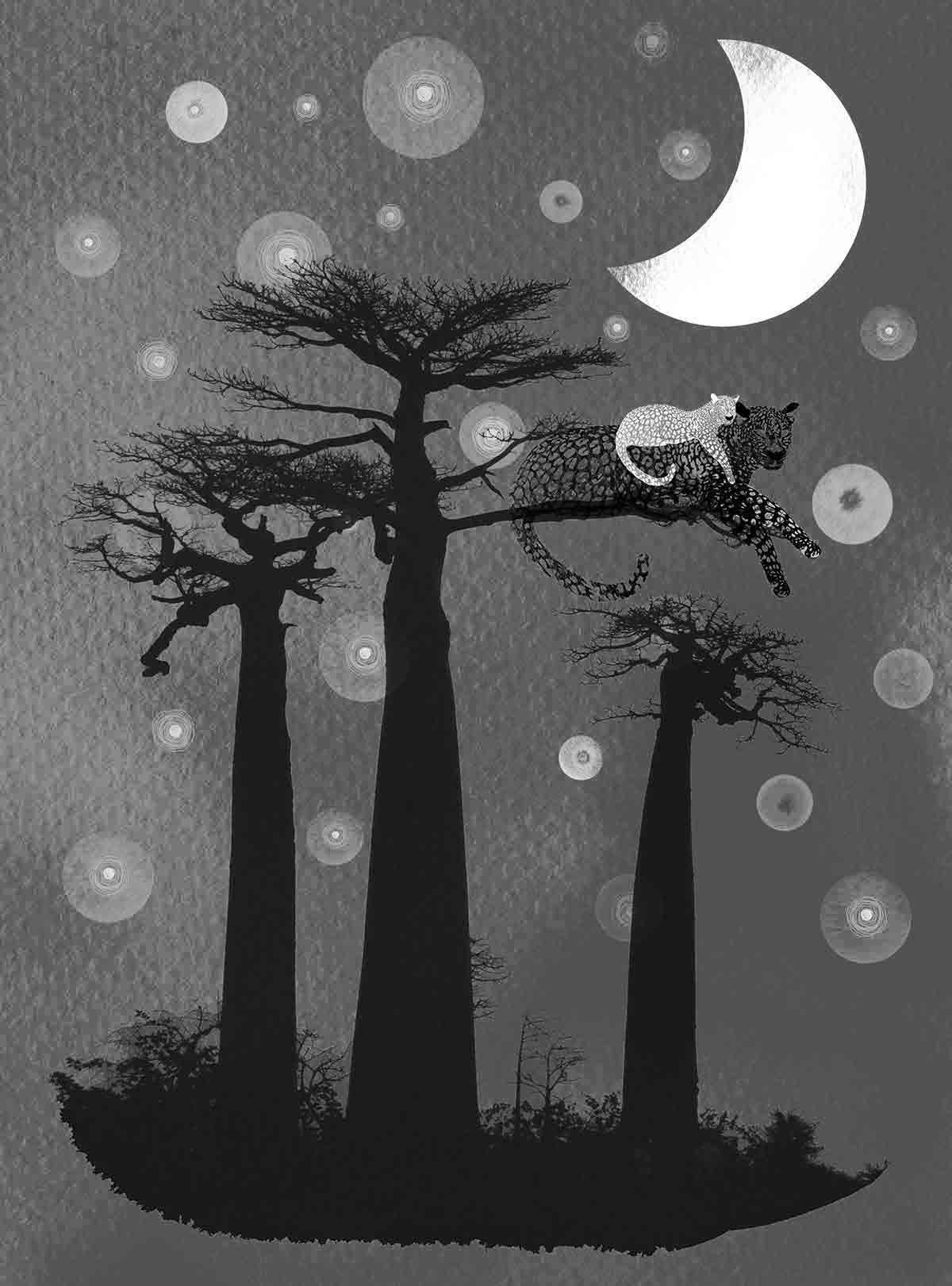 storybook scene with a cheetah in the savanna