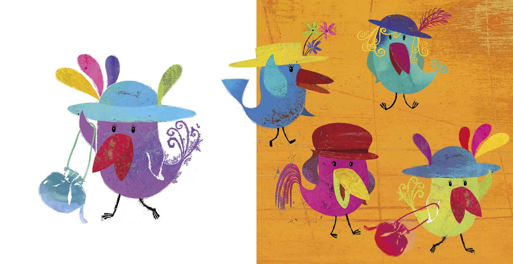 Illustrated toddler book with playful birds for early learning